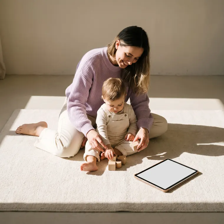 Mãe brincando com criança pequena